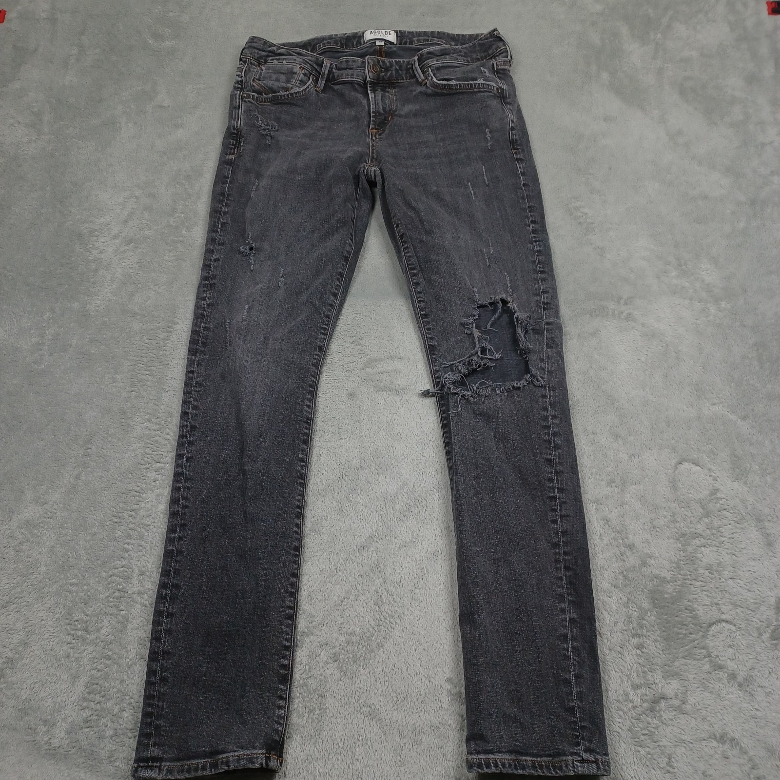 Agolde Jeans Womens 29 Black Denim Distressed Slim Preppy Pockets